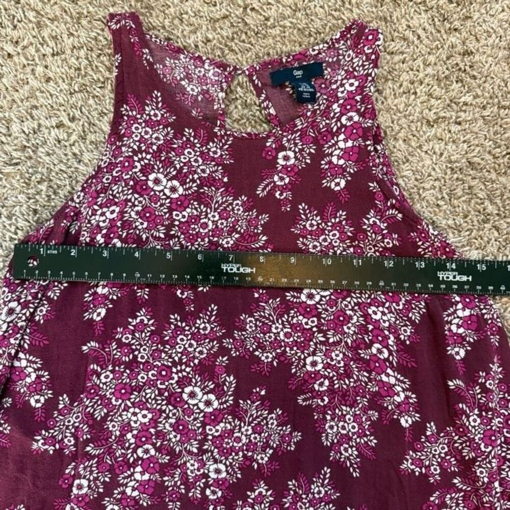 Gap Womens Tank Top XS Red/Purple Floral Flowing Sleeveless High Low Front - Picture 4 of 7